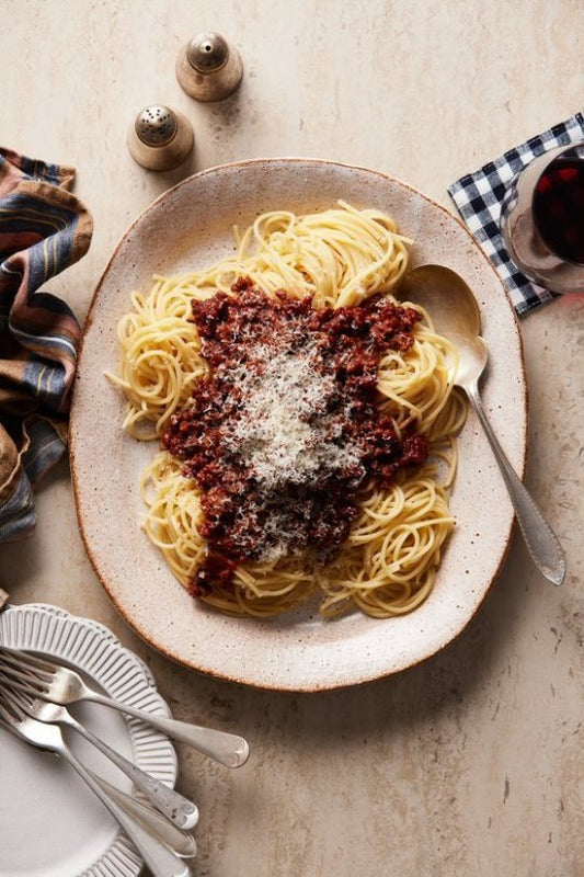 Beef, bacon and beer bolognese