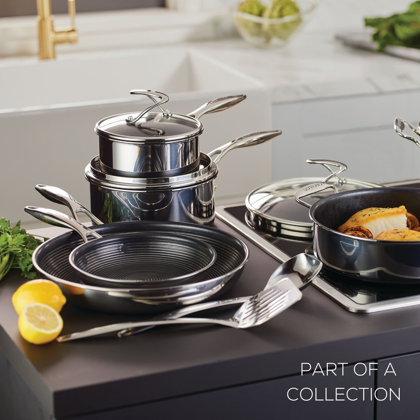 Circulon C-Series Hybrid Clad Stainless Steel Nonstick Induction 4 Piece Cookware Set