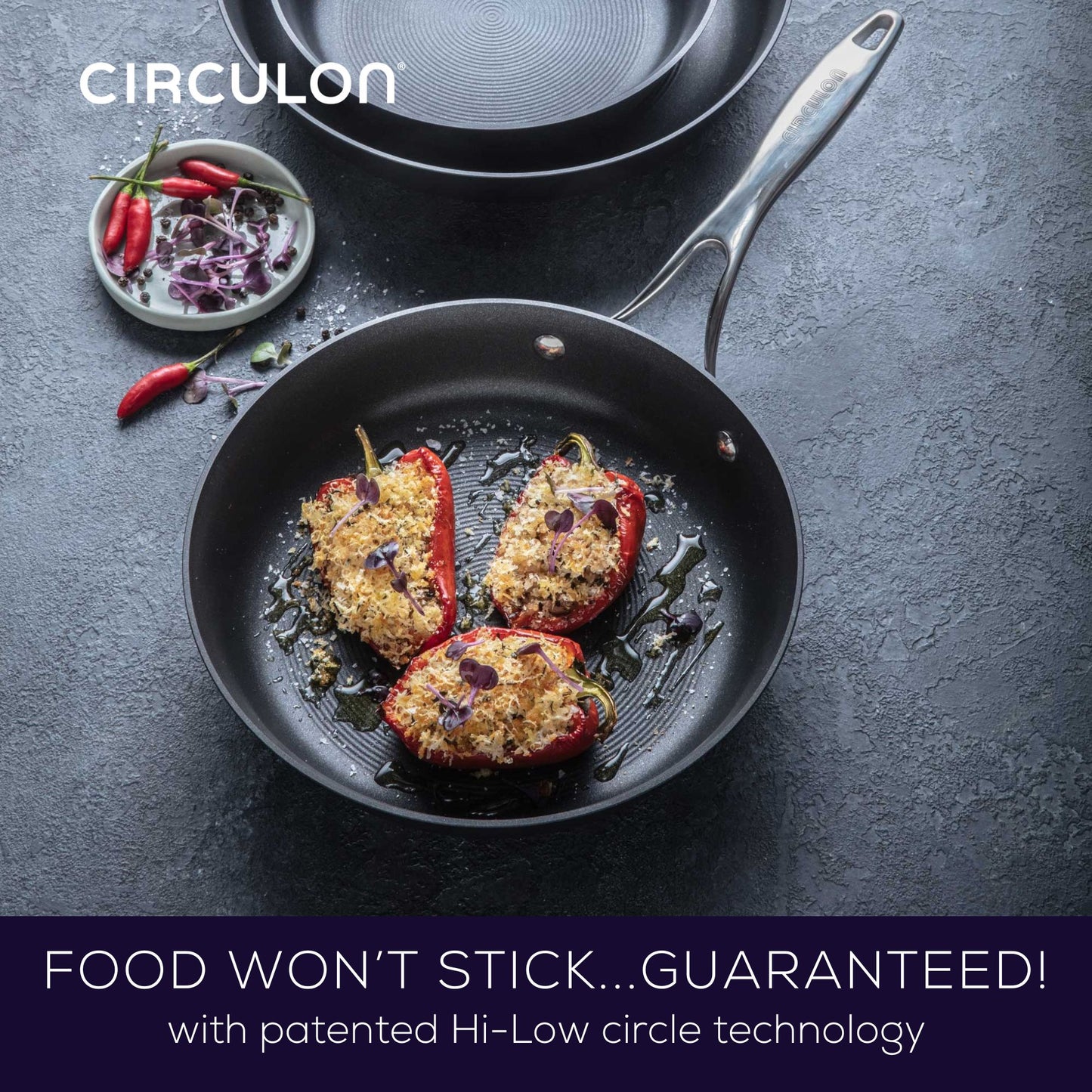 Circulon Style Nonstick Induction Skillet Triple Pack 21/25/28cm