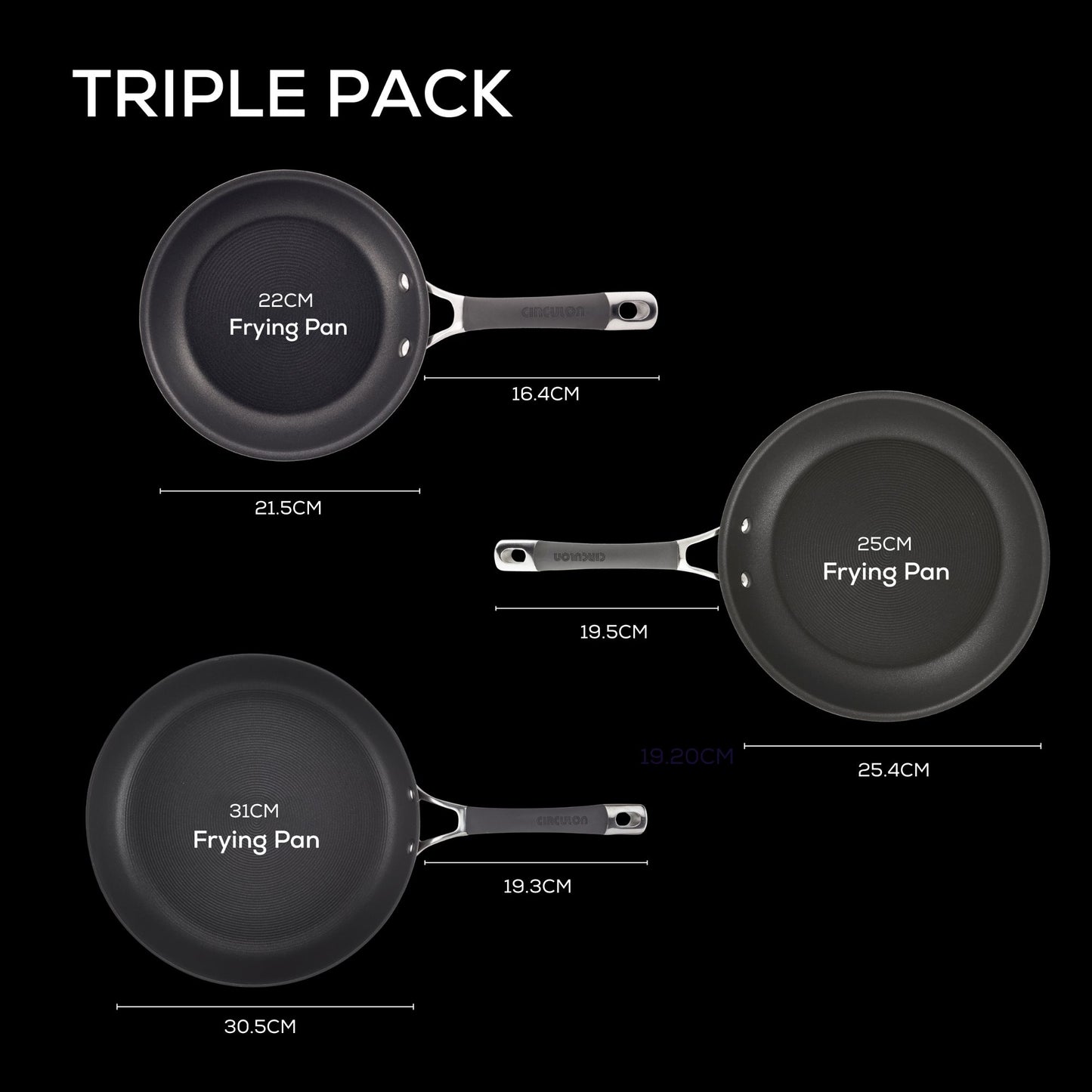 Circulon Radiance Nonstick Skillet Triple Pack 22/25/31cm