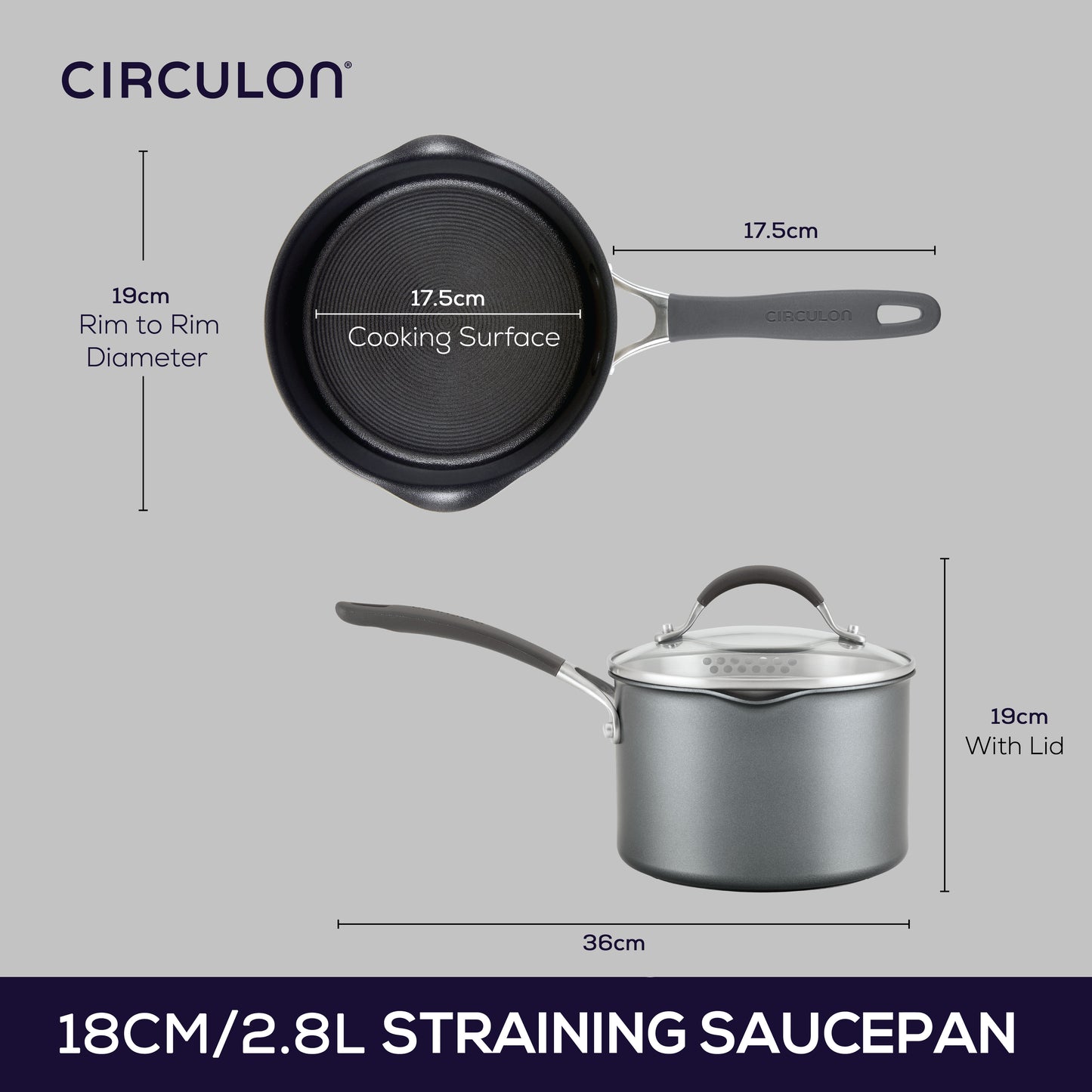 Circulon ScratchDefense A1 Nonstick Induction Covered Saucepan 18cm/2.8L