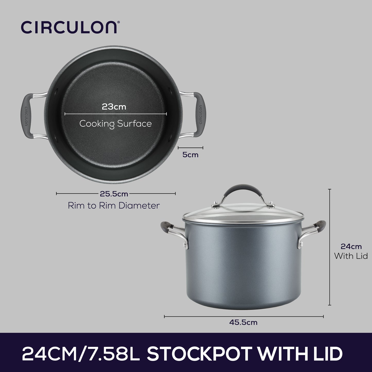 Circulon ScratchDefense A1 Nonstick Induction Covered Stockpot 24cm/7.6L