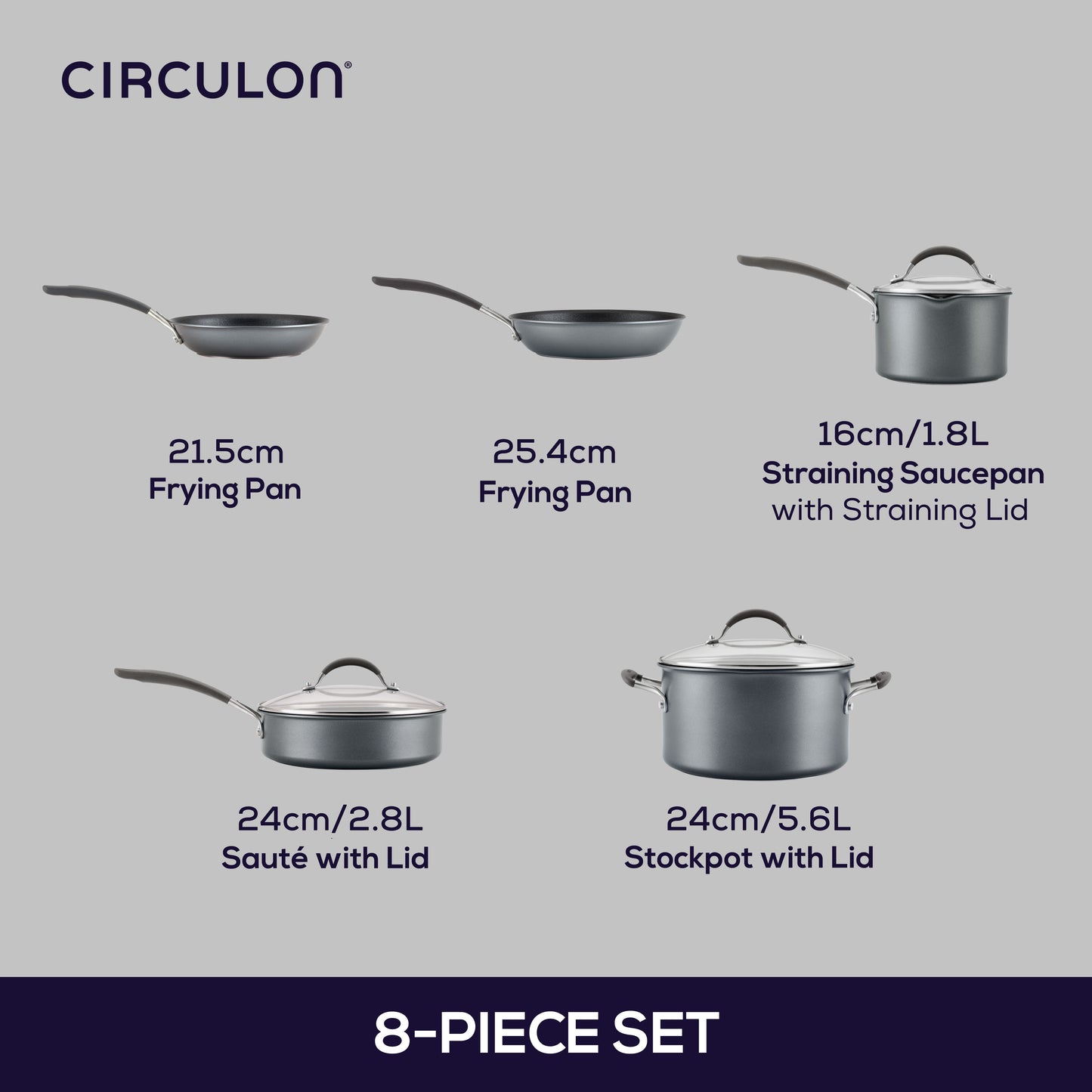 Circulon ScratchDefense A1 Nonstick Induction 8 Piece Cookware Set