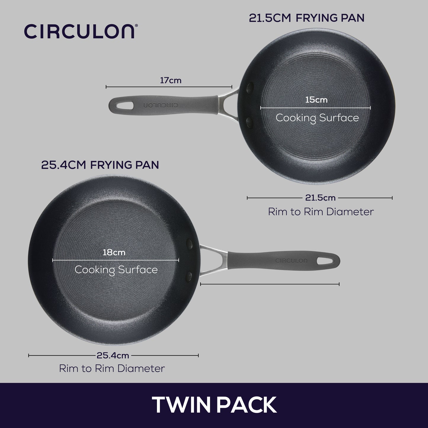 Circulon ScratchDefense A1 Nonstick Induction Skillet Twin Pack 21.5/25.4cm