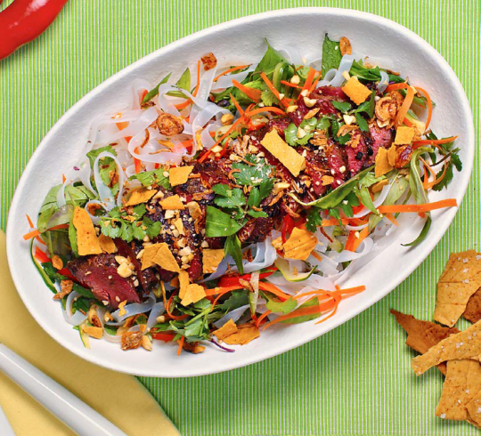 Thai Roo Salad with Sweet Potato Crackers