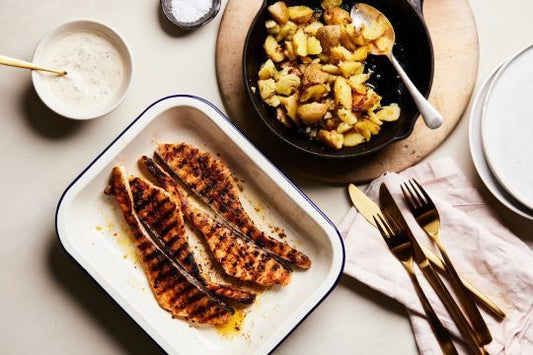 Jerk Salmon and Yogurt Potatoes  