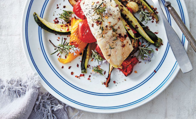 One Pan Roasted Fish & Vegetables 
