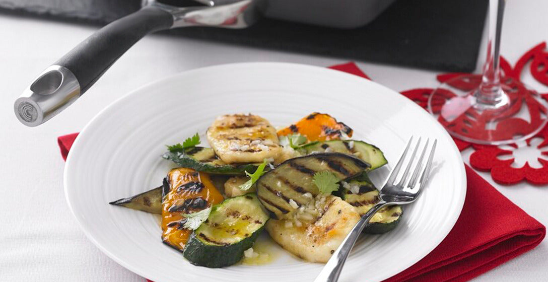 Lemon and Garlic Vegetables with Halloumi Cheese