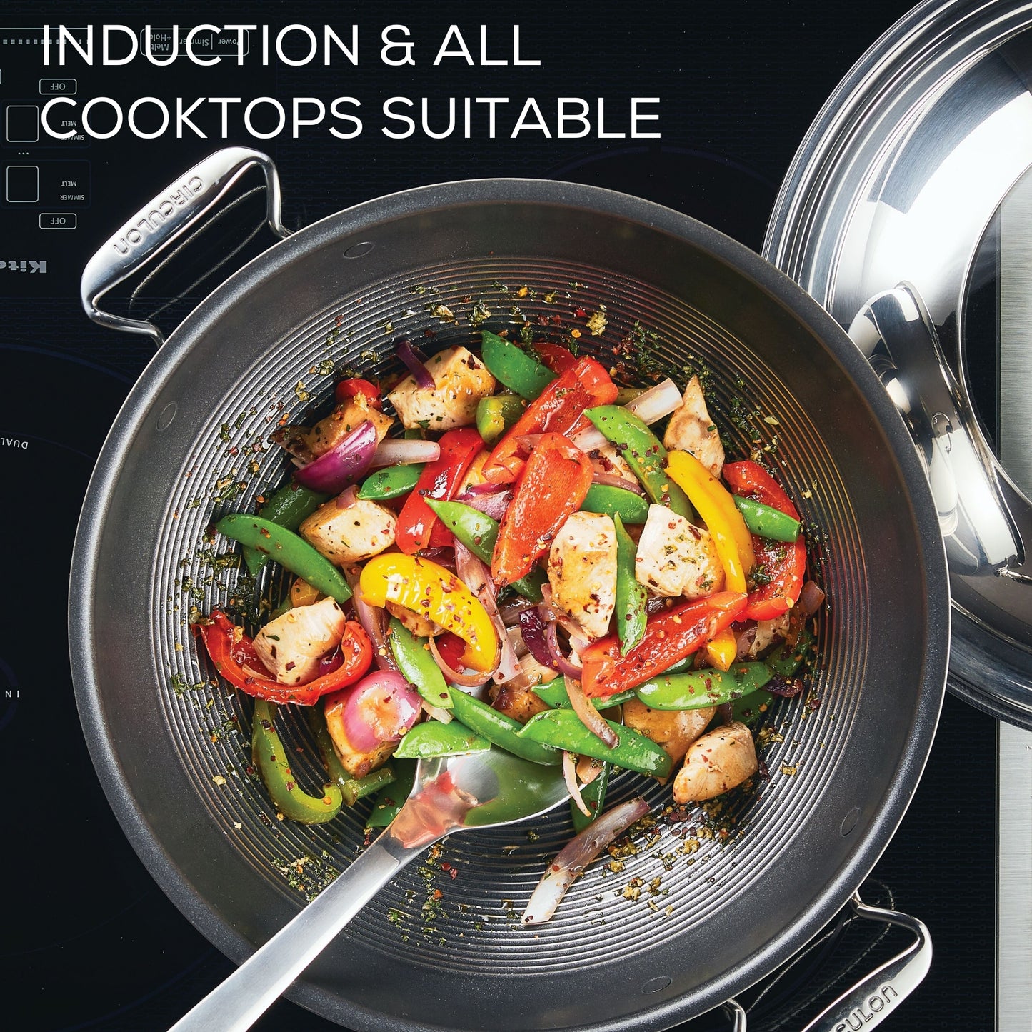 Circulon C-Series Hybrid Clad Stainless Steel Nonstick Induction Covered Wok 36cm
