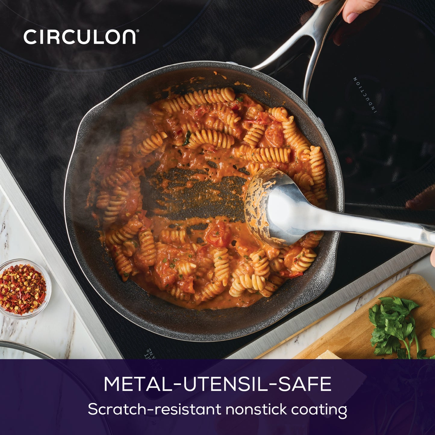 Circulon Infinity Pan With ScratchDefense Nonstick Induction Covered Multi-Pan With Tool/Lid Holder 24cm/2.8L