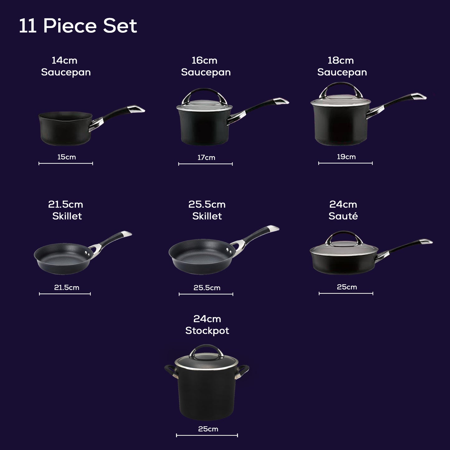 Circulon Symmetry Nonstick Induction 11 Piece Cookware Set Black