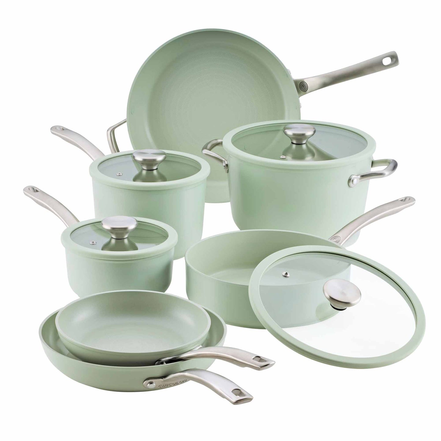 Circulon Halo With LaserDefense™ 11 Piece Cookware Set Sage Green