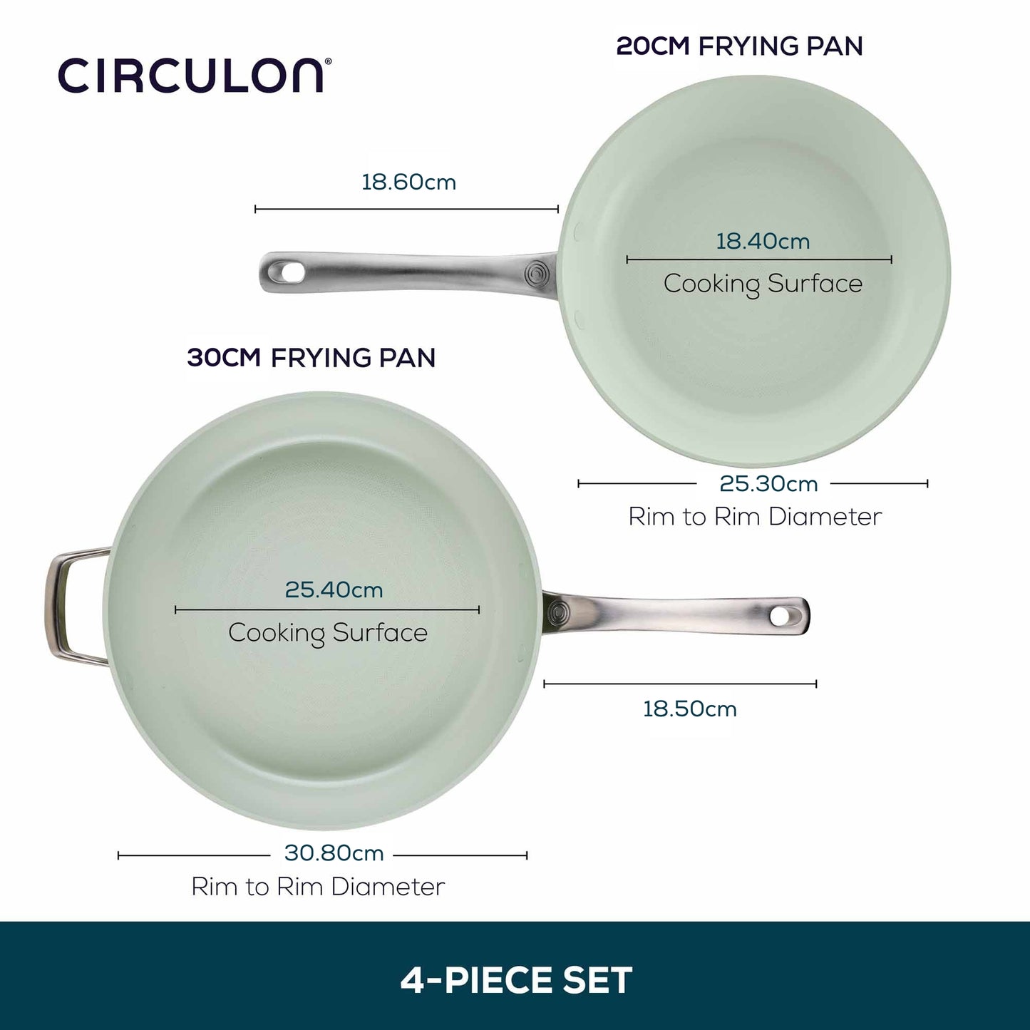 Circulon Halo With LaserDefense™ 25/30cm Covered Skillet Set Sage Green