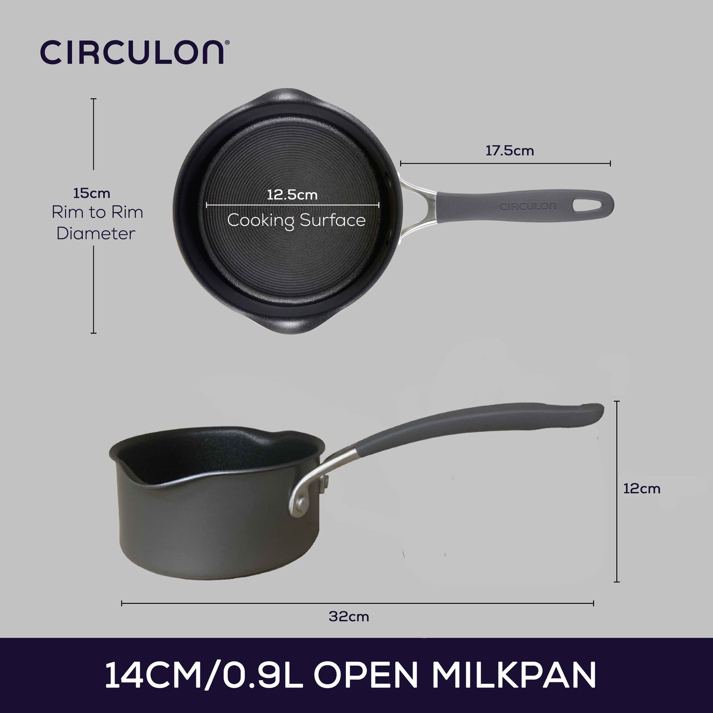 Circulon ScratchDefense A1 Nonstick Induction Open Milkpan 14cm/0.9L