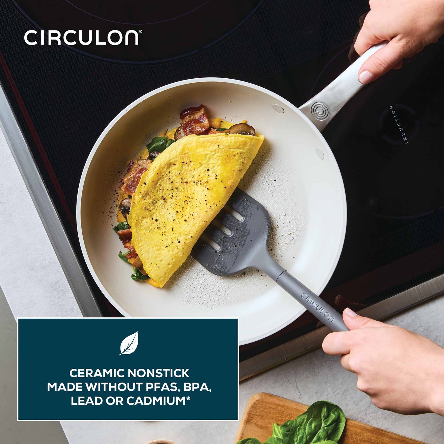 Circulon Halo With LaserDefense™ 25/30cm Covered Skillet Set Pearl White