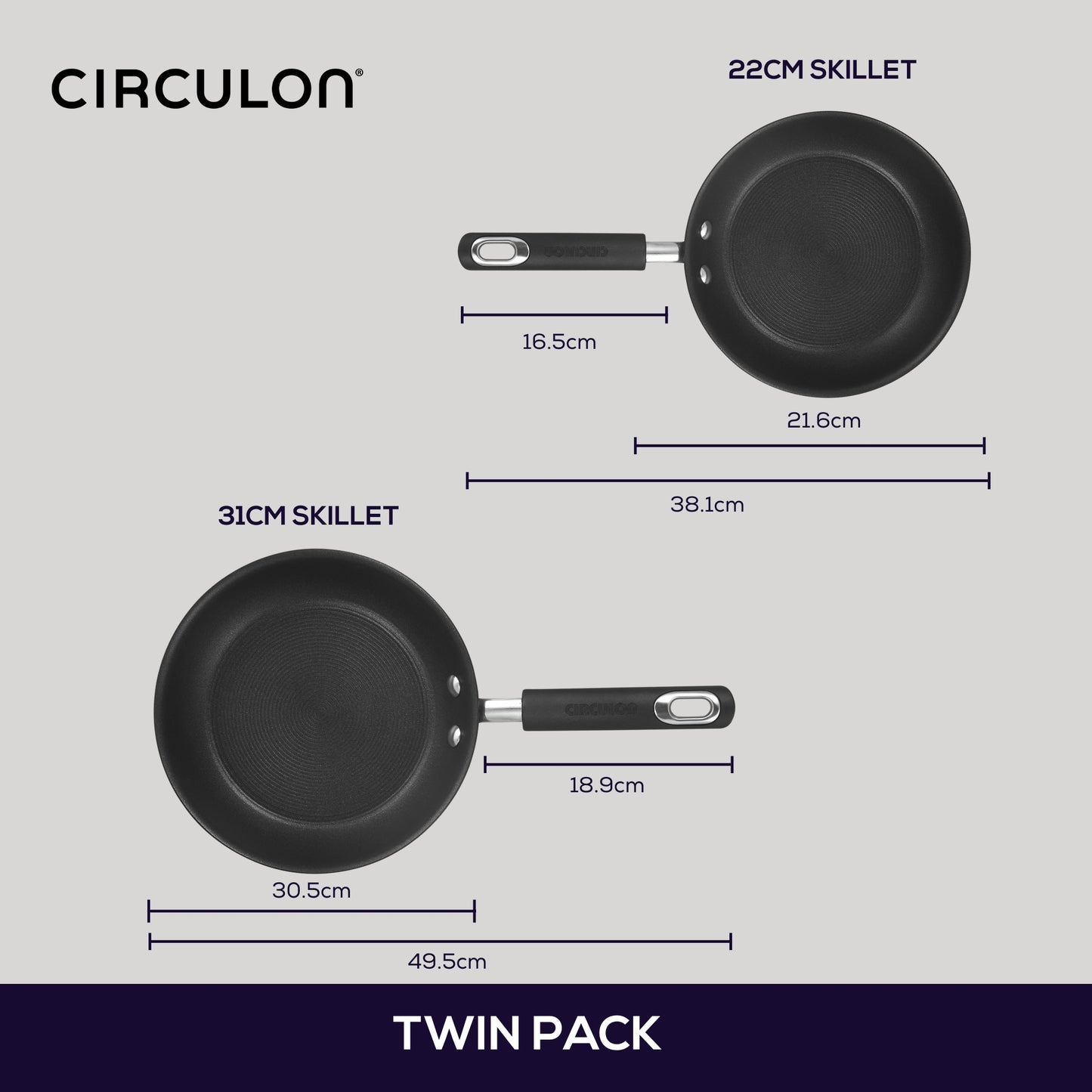 Circulon Total Nonstick Induction Skillet Twin Pack 22/31cm