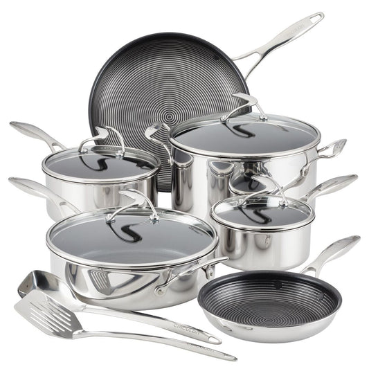 Circulon C-Series Nonstick Clad Stainless Steel Induction 10 Piece Cookware Set With Utensils